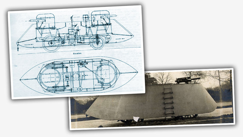 Illustration for article titled The First Armored Car Was This Terrifying War-Making Machine